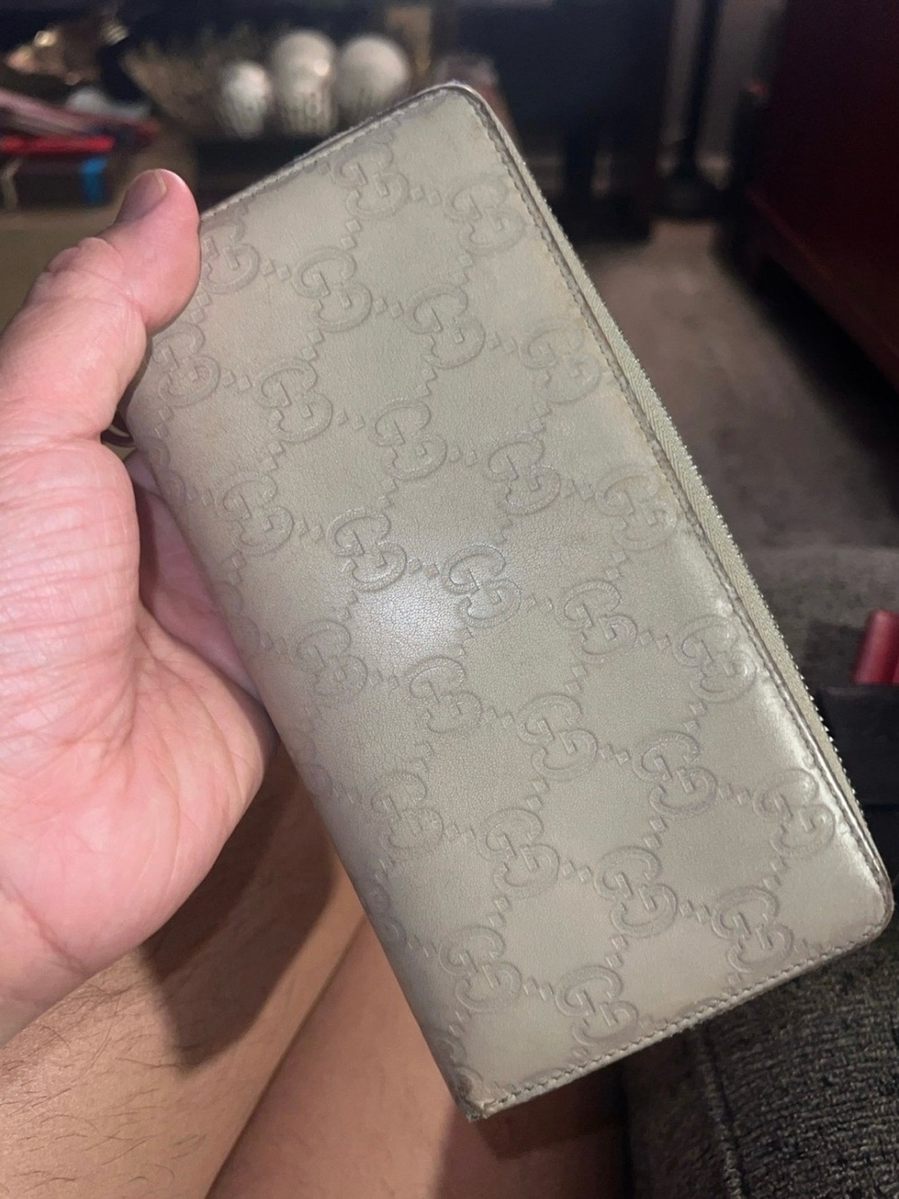 Authentic Gucci Guccissima Zip Around Wallet Beige W Dust Bag Italy - Picture 12 of 13